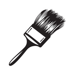 A paintbrush illustrated in a black and white style.