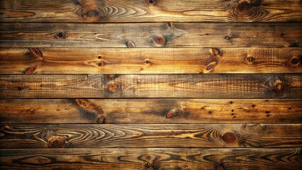 Rustic Wooden Planks A Textured Background of Aged, Horizontal, Brown Wood Panels with Knots and Grain Detail