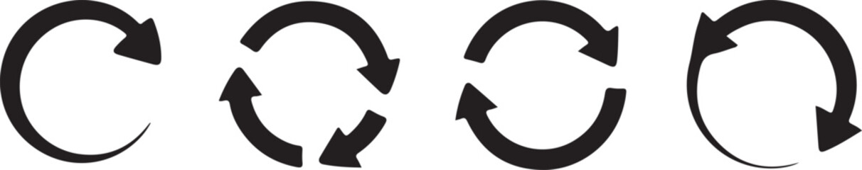 Circular Arrows Icons Set, Representing Reload and Repeat Actions