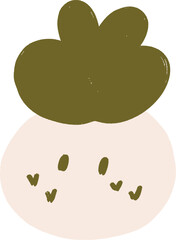 Cute Minimalist Cartoon Face with Bun Hair