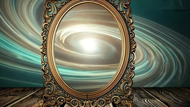 Vintage Frame with Cosmic Swirl and Starry Background