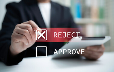 Reject Option Selected on Digital Approval Interface