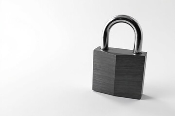 Single closed padlock, isolated on white background , secure, metal, closed