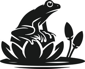 Black frog drawing vector