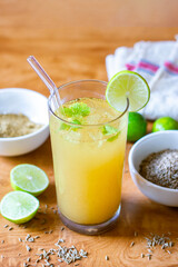 Jal Jeera is a tangy, spicy Indian beverage made with cumin, mint, lemon, and black salt, known for its refreshing and digestive properties.