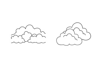 Simple line art drawings of two different cloud formations on a white background