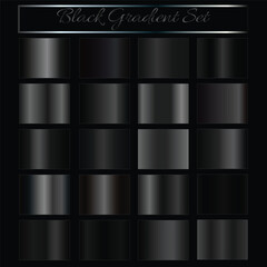 Metallic black gradient collection. Vector Black foil texture. Dark metal background set. Royalty free gradient  colour.