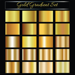 Metallic golden gradient collection. Vector gold foil texture. Gold metal background set. Royalty free gradient  colour.