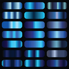 Metallic blue gradient collection. Vector blue foil texture. Blue background set. Royalty free gradient  colour.