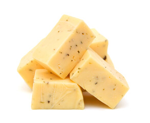 Piece of cheese isolated on a white background