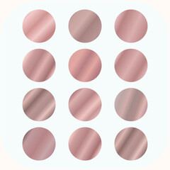 Metallic rose gold gradient collection. Vector rose gold foil texture. rose gold background set. Royalty free gradient  colour.