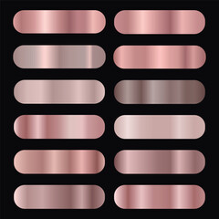 Metallic rose gold gradient collection. Vector rose gold foil texture. rose gold background set. Royalty free gradient  colour.