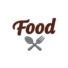 Food smile logo. Food lettering with eyes