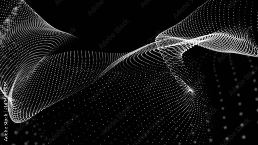 Poster futuristic white dots and lines wave flow abstract dynamic digital background. beautiful animation o