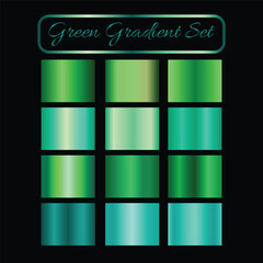 Metallic green gradient collection. Vector green foil texture. Green background set. Royalty free gradient  colour.