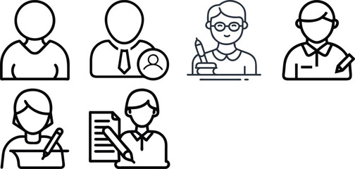 Set of  outline icons related to professions. Linear icon collection. Editable stroke. Vector illustration Adobe illstator 