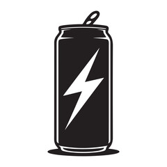 Energy drink can silhouette vector illustration. Vector black silhouette. with white background