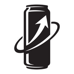 Energy drink can silhouette vector illustration. Vector black silhouette. with white background