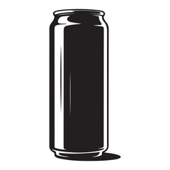 Energy drink can silhouette vector illustration. Vector black silhouette. with white background