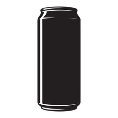 Energy drink can silhouette vector illustration. Vector black silhouette. with white background