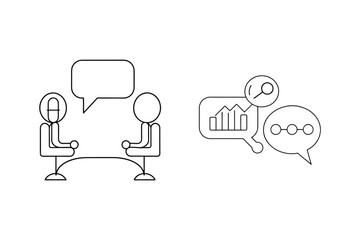 Business meeting conversation with statistical analysis and future planning vector illustration