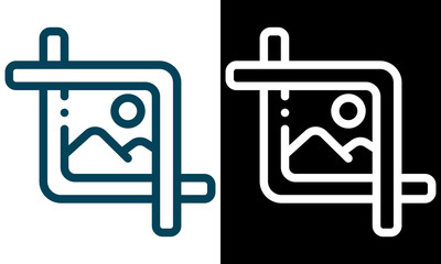 Image Type vector Icon. A clean vector icon representing a gallery with overlapping picture frames, featuring a mountain landscape, a sun, ideal for digital design and app development.