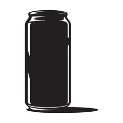 Energy drink can silhouette vector illustration. Vector black silhouette. with white background