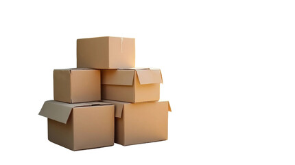 Flattened Cardboard Boxes Stack on Transparent Background