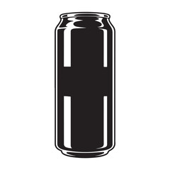 Fototapeta premium Energy drink can silhouette vector illustration. Vector black silhouette. with white background