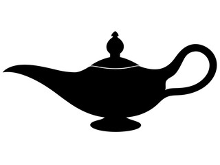 Aladdin lamp silhouette vector, aladdin lamp sign icon. silhouette of aladdin s lamp vector illustration
