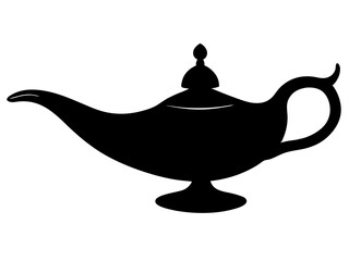 Aladdin lamp silhouette vector, aladdin lamp sign icon. silhouette of aladdin s lamp vector illustration