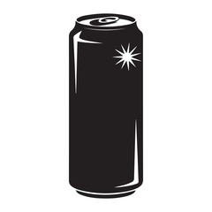 Energy drink can silhouette vector illustration. Vector black silhouette. with white background