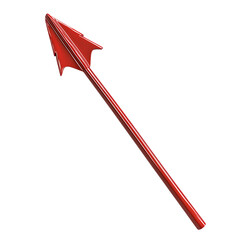 Bold Arrow with a Striking Profile in Ruby Red Color Isolated on Transparent Background