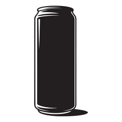 Energy drink can silhouette vector illustration. Vector black silhouette. with white background