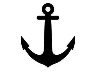 Ship anchor or Boat anchor flat icon vector, Simple black ships anchor silhouette illustration