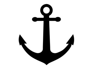 Ship anchor or Boat anchor flat icon vector, Simple black ships anchor silhouette illustration