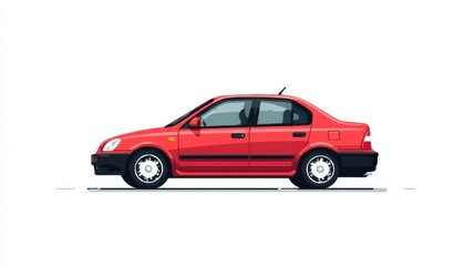 Obraz premium Flat Red Car Icon Isolated on White Background for Web or App Design Use