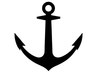 Ship anchor or Boat anchor flat icon vector, Simple black ships anchor silhouette illustration