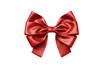 Red satin ribbon bow isolated on white background isolated on a white background