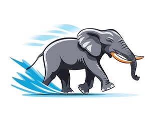 Obraz premium 水しぶきを上げるゾウのイラスト