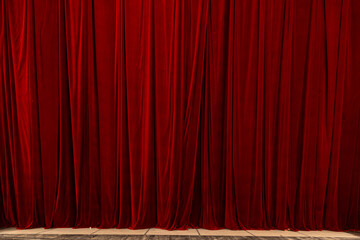 Red curtain in theatre background