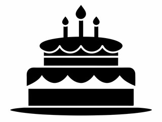 Birthday cake black silhouette vector, Birthday cake silhouette, birthday cake icon vector design