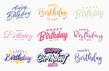 Set of Happy Birthday vectors, top best happy birthday typography, collection of new happy birthday wishes