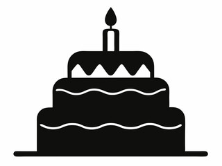 Birthday cake black silhouette vector, Birthday cake silhouette, birthday cake icon vector design