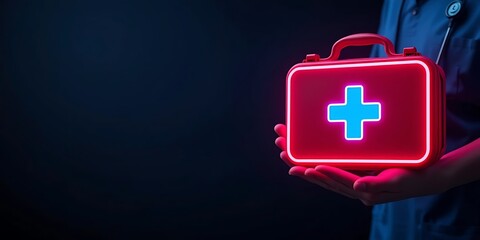 Neon First Aid Kit on a dark background