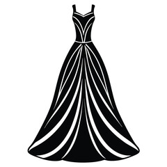 fashion designer element isolated evening gown on white background