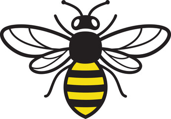 Bee flying icon, Bee flying on a dotted route, Hand drawn bees, Vector illustration on a white background
