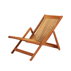 Modern Minimalist Wooden Beach Chair with a Compact Isolated on Transparent Background