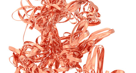 Abstract image of rose gold metallic ribbons, perfect for modern design projects.  High-resolution.