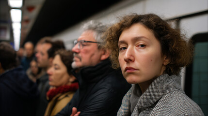 Obraz premium People in metro station.